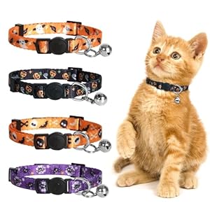 Azuza Halloween Katzenhalsbänder mit Glöckchen 4 Stück