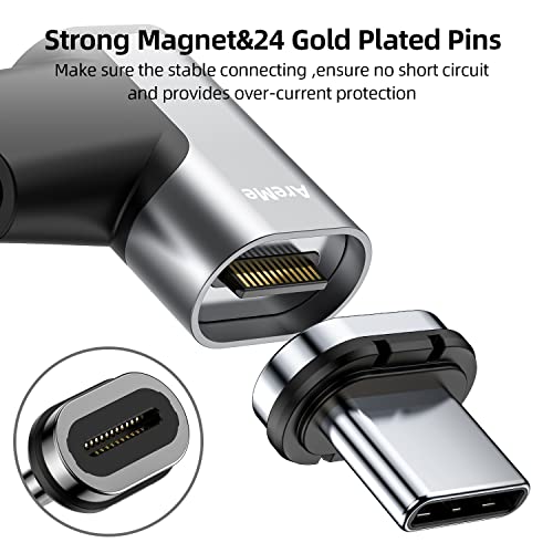 AreMe 140W USB C Magnetic Adapter (2 Pack), 24Pins Right Angle 90 Degree USB C Male to USB C Female 40Gbps Connector for MacBook Pro/Air, Tablet,... - Image 2