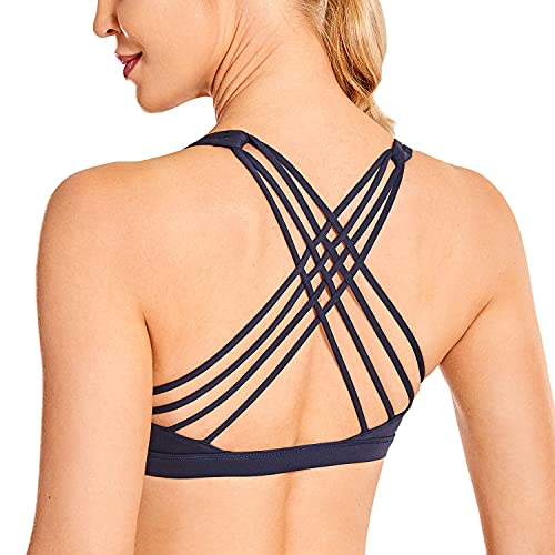 Image of CRZ YOGA Naked Feeling Strappy Sports Bras for Women - Criss Cross Back Wireless Padded Cami Yoga Workout Top