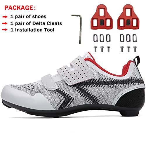 Image of Unisex Cycling Shoes Compatible with Peloton Indoor Riding Road Bicycle with Delta Cleats Outdoor Pedal Bike Shoes