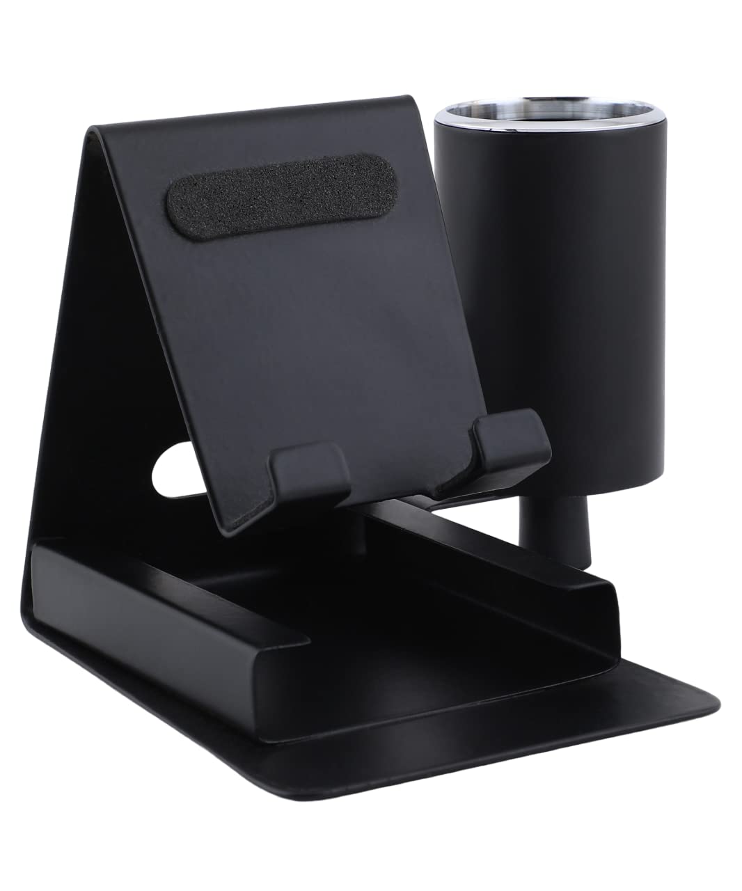 ZAHEPA Mobile Holder - Universal Tabletop Stand for All Smartphones, Tablets, Kindle, iPad - Includes Pen Stand & Visiting Card Holder - Multipurpose Desk Organizer (Black) (B0C74371DS) Amazon Price History, Amazon Price Tracker