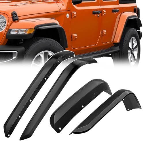 Image of Nilight Fender Flares Extensions Set fit for 2018 2019 2020 2021 2022 2023 2024 2025 2026 Wrangler JL and JLU Unlimited 2 /4 Doors (Only for Low Wheel Arches) Off-Road Widened Front Rear Flat 4 PCS