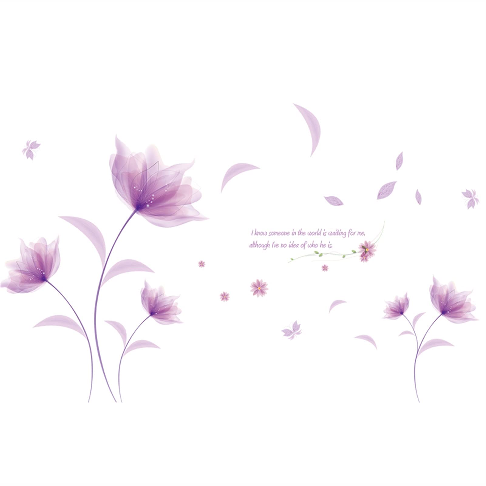 Pegatinas de Pared Pegatinas de pared Púrpura Flores Etiqueta de la pared Amor Sala de estar Dormitorio for la decoración del hogar Calcomanías de arte Pegatinas de fondo Fondo de pantalla Decoración
