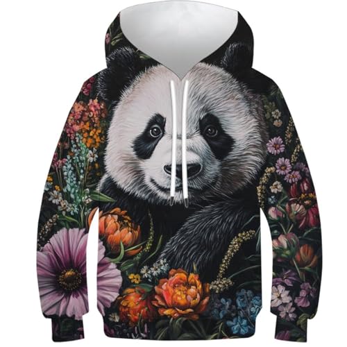 Sweat à capuche panda en fleurs 3D finissant les pulls ennuyeux