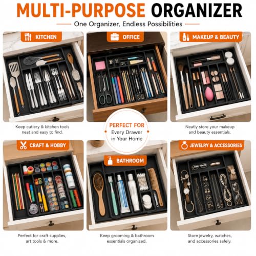 Image of TASMAX cutlery tray for kitchen drawer organisers kitchen spoon organizer for drawer