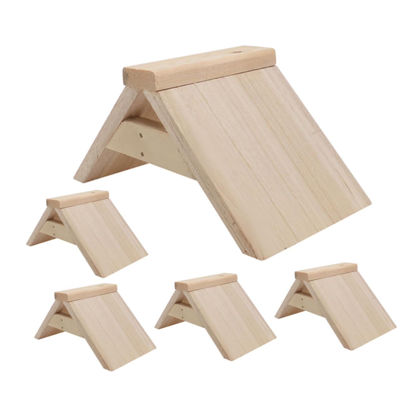 Percha de Madera para Aves y Gallinas, 5 Piezas Color Caqui | Juego para Aves, Superficie Masticable, Accesorio de Parque, Diseño Compacto para Jaula