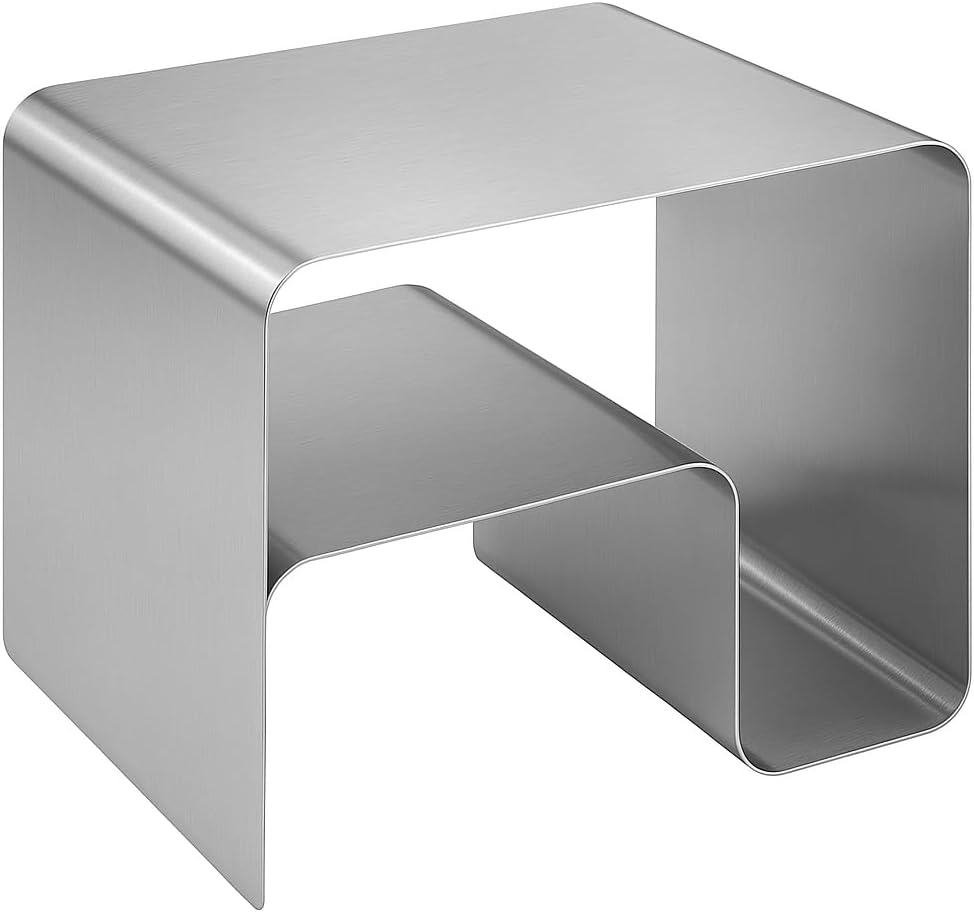 Modern Stainless Steel Side Table, Minimalist End Table with Seamless Curved Design, Durable Accent Table & Nightstand for Living Room, Bedroom, Sofa Side, and Coffee Table Use