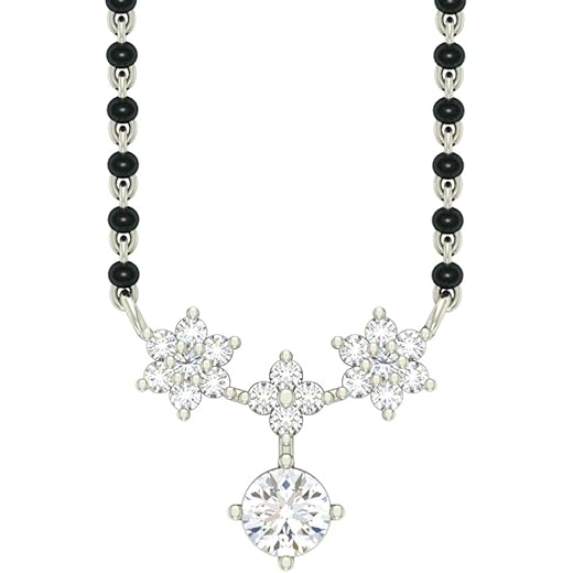 Sterling Silver Lily Mangalsutra Earring Set