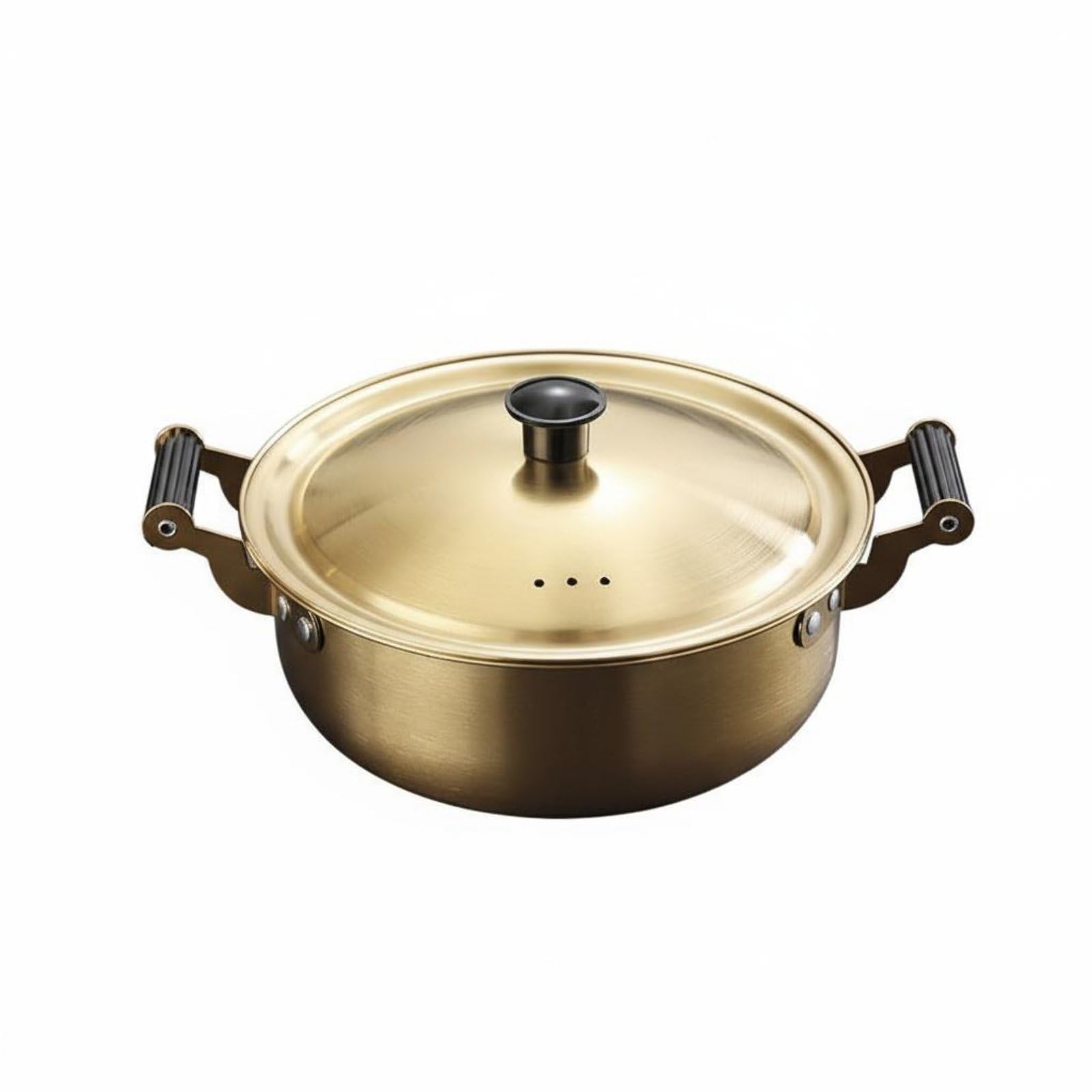 Colcolo Pentola Ramen Acciaio Inox Pentola Zuppa Casseruola Pentola Noodle Acciaio Alimentare Resistente Alla Ruggine Fondo Spesso per Cottura Rapida Finitura, Oro, 20CM Con Coperchio