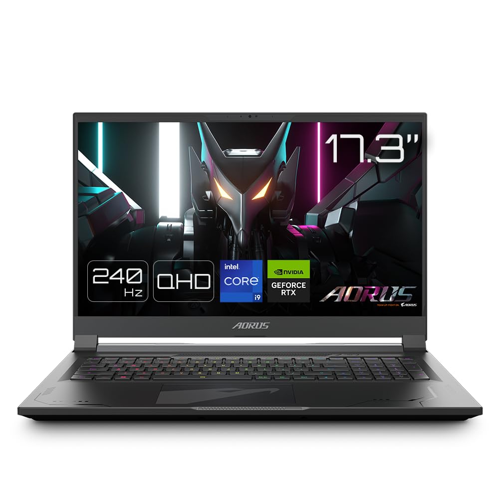 Gigabyte AORUS 17X AZF Gaming Laptop - 17.3 Inch, 240Hz QHD, i9-13980HX, RTX 4090 GPU, 32GB DDR5 5600MHz, 2x 1TB Gen4 SDD, Windows 11 Home, 2 Year Warranty, AORUS 17X AZF-D5UK665SH