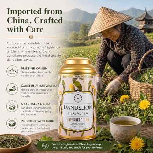 Image of Sancha Tea Boutique, Dandelion Tea, Superherb Herbal Tisane, Supports Fatty Liver Detox, Caffeine Free, 50 Loose Leaves (Pack of 2)