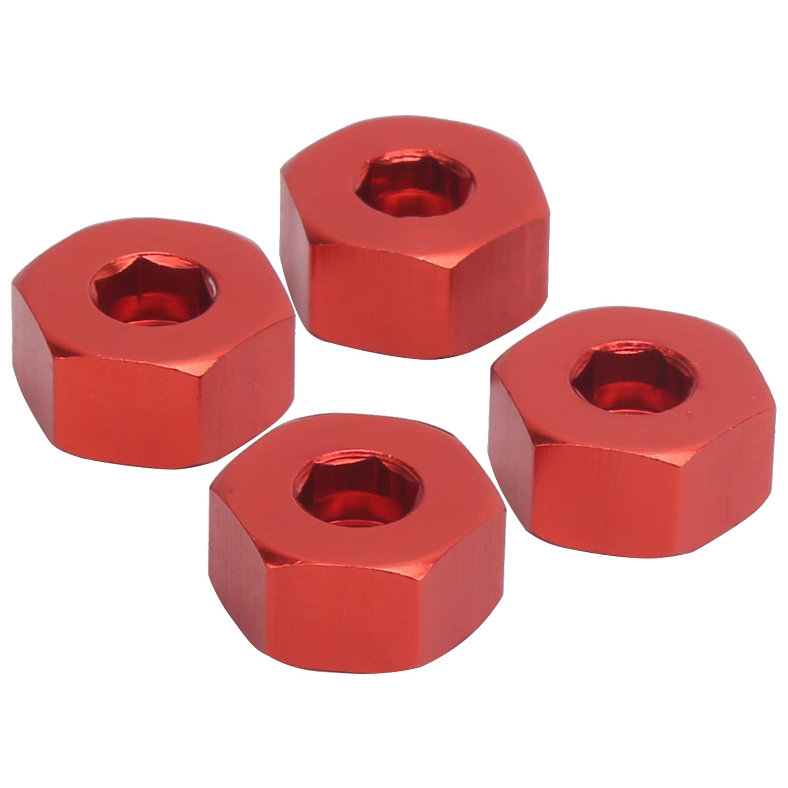 Combinador Hexagonal RC De 5mm A 12mm – Adaptador De Cubo De Rueda Para Camiones WPL D12 1/10 (Rojo, Aleación De Aluminio)
