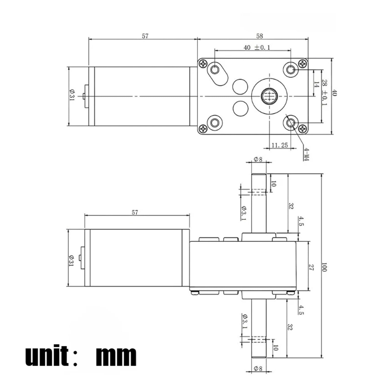 5840-31zy Motoriduttore a micro cc con ingranaggio a vite senza fine Mini motore spazzolato con albero doppio da 12 Volt 24V(5rpm,12V)