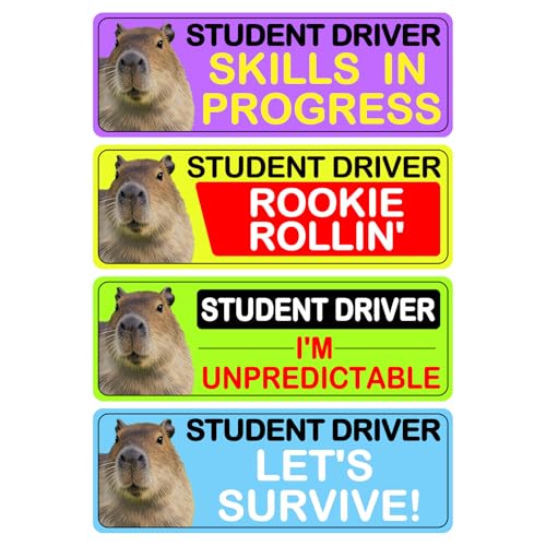 Image of 4Pcs Newbie Magnetic Yellow Car Stickers, Beginner Magnet Supplies for Car Student Driver Sign, Lovely New Driver Sticker Supplies Suitable for Keeping a Safe Distance on The Road