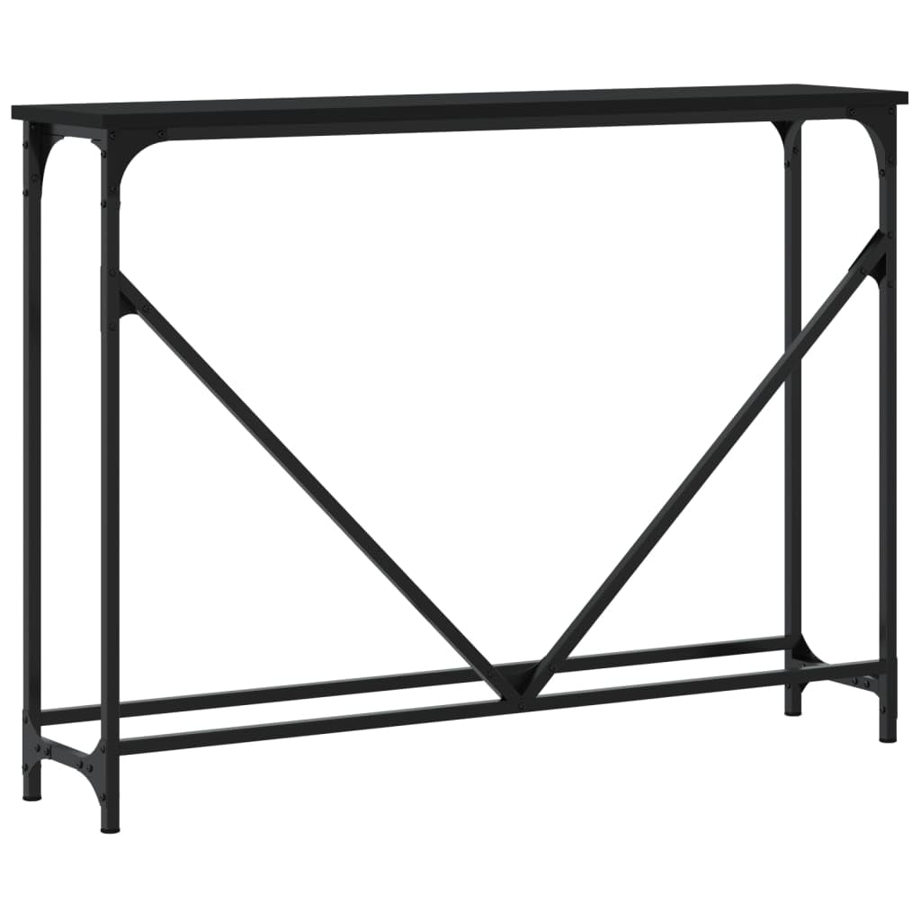 Tavolo consolle nero, 102 x 22,5 x 75 cm, in legno con telaio in metallo, gambe regolabili, ripiano per corridoio, soggiorno, camera da letto, tavolino stabile con spazio per riporre oggetti