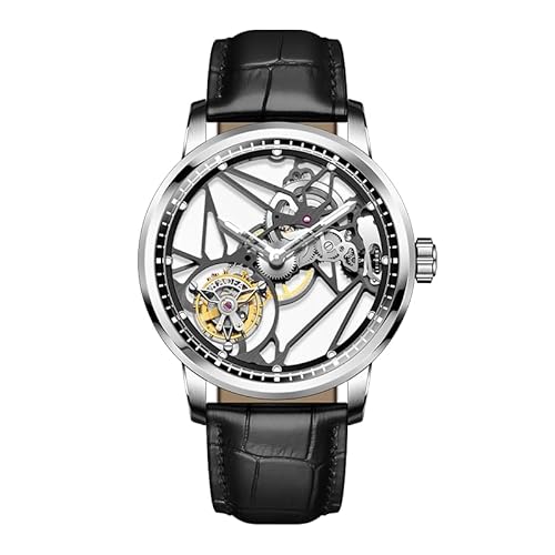 Haofa トゥールビヨン 腕時計 メンズ 両面中空 7時のトゥールビヨン 手巻き 機械式 スケルトン文字盤 おしゃれ 紳士 人気 防水 男性プレゼント