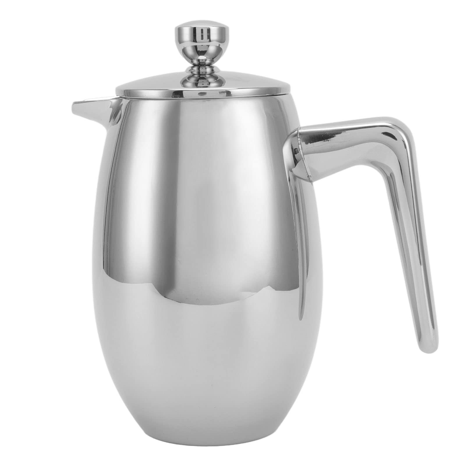 Kikumi Prensa Francesa de Acero Inoxidable 304, Tetera de Elaboración Manual con Boca en Forma de U de Doble Capa para el Hogar (800ml)