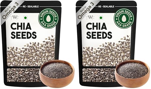 Image of TWF Chia Seeds | 1Kg | AAA Grade Seeds for Eating | Natural Hydrator for Summers | For Weight Loss | Non GMO | Rich In Protein & Dietary Fibre | 100% Clean | Gluten Free Seeds for Smoothies, Oatmeal, Salads & Baking | Resealable Pack | Diet Snack | Unroasted | Unsalted | Highest Natural Potency