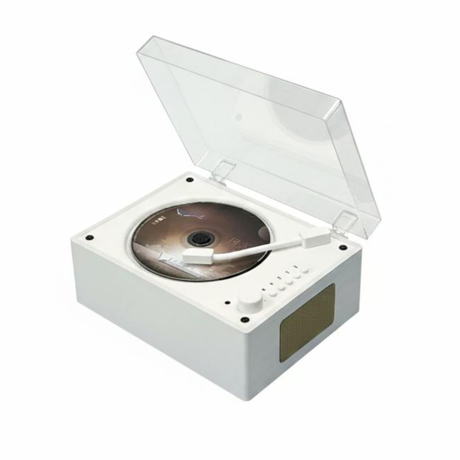 Bluetooth Cd Player Rechargeable Retro CD Player USB Playback Audio Device, White Wood Grain-image-11
