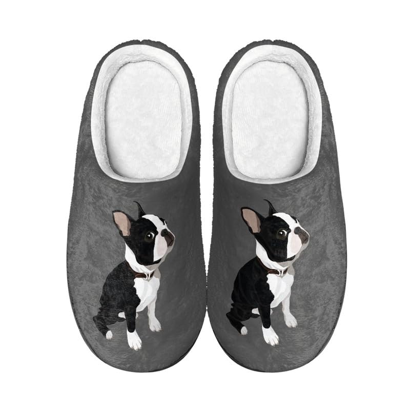 Kuiaobaty Vivid Animals - Pantofole invernali per la casa, da donna e da uomo, con zampe, antiscivolo, Bulldog francese., 40.5/41 EU