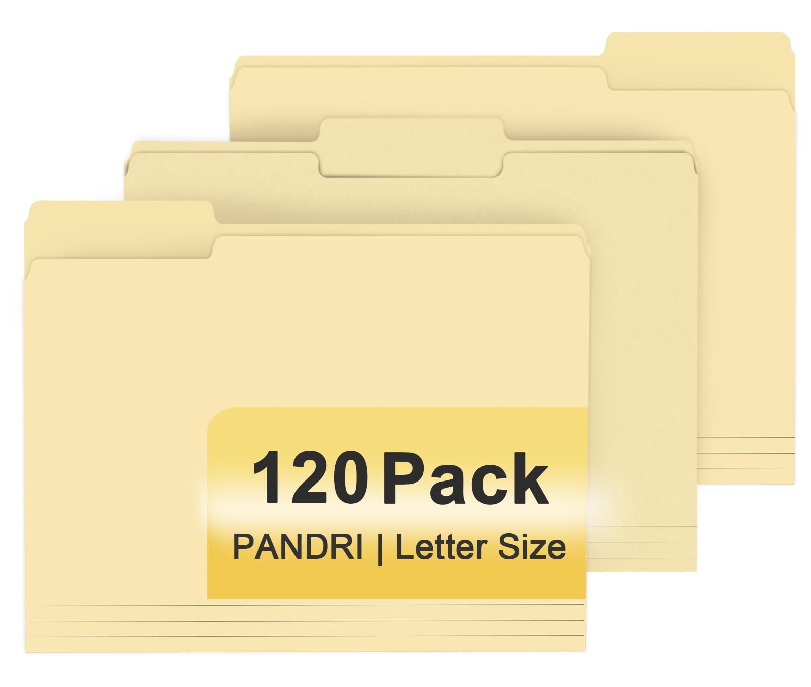 File Folder, PANDRI 120 Pack File Folder, 1/3 Cut Tab, Letter Size, Filing Folder for Office School Business, Manila