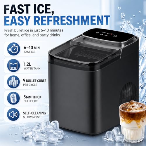 Máquina de hielo portátil 1.2L con cubos claros miniatura 2