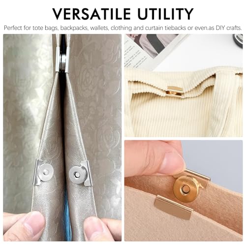 10Pair Snap Buttons Metal Seamless Magnetic Buckle Clasp for Tote Bags, Clothing and DIY Crafts, No-Sewing Clip Closures