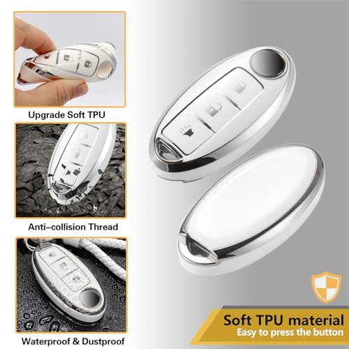 Image of Key Fob Cover for Nissan, Rhinestone Loop Case, Silver Edge