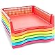 Set mit 6 Regenbogen-Tabletts für Lehrer, Kunststoff-Klassenzimmer-Papierorganisatoren, Bunte Aufbewahrungskörbe für Büro (25,4 x 7,6 x 33 cm)