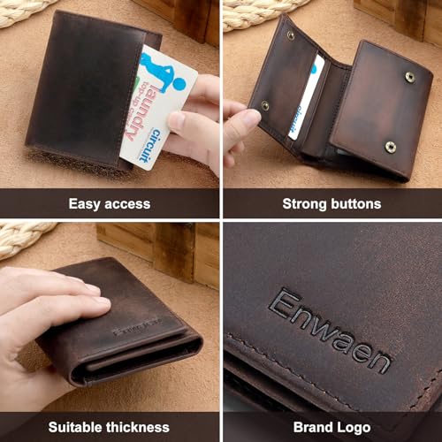 Image of Trifold Chain Wallets for Men, Genuine Leather Wallet RFID Blocking Anti-Theft Chain for Biker, Motorcycle