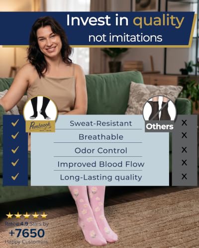 Image of Pembrook 3 Pairs Plus Size Compression Socks Wide Calf - Bamboo Viscose Compression Socks for Women Wide Calf