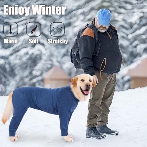 Cyponpy Prägung Hundemantel Fleece Hundepullover Mit Beinen Winterjacke Warm Hundepyjama Hundebademantel Grosse Mittelgroße Hunde Wintermantel Hundejacke Hundepulli