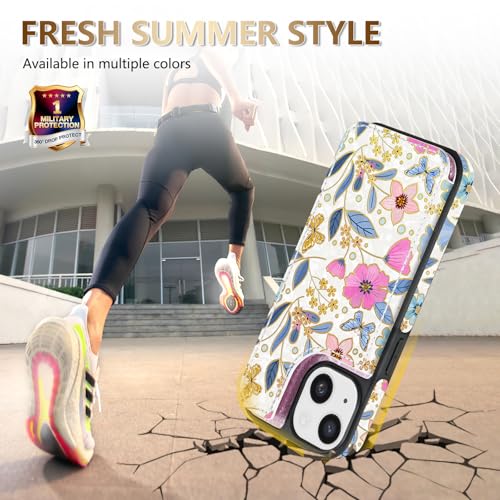 NNH for iPhone 15 Wallet Case Double Magnetic Clasp,Colorful Butterfly - image 7