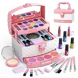 PERRYHOME Kids Makeup Kit for Girl 35 Pcs Washable Real Cosmetic, Safe & Non-Toxic Little Girl Makeup Set, Frozen Makeup…