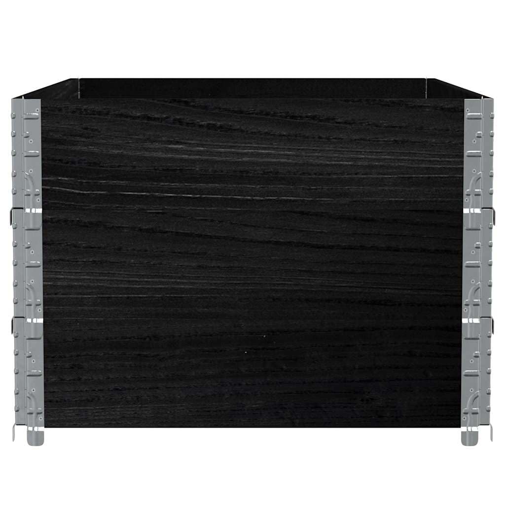 Paletten-Aufsatzrahmen 3 STK. Schwarz 120x80 Massivholz Kiefer