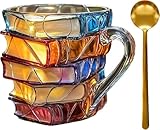 LuWomenre Painted Book Mug,Gemalte Buchbecher, Neuheit 3d Gemalte Bücher Kaffeebecher, 2025 Einzigartige Bücher Stack Kaffeebecher, Sammlung Geschenke für Literaturliebhaber