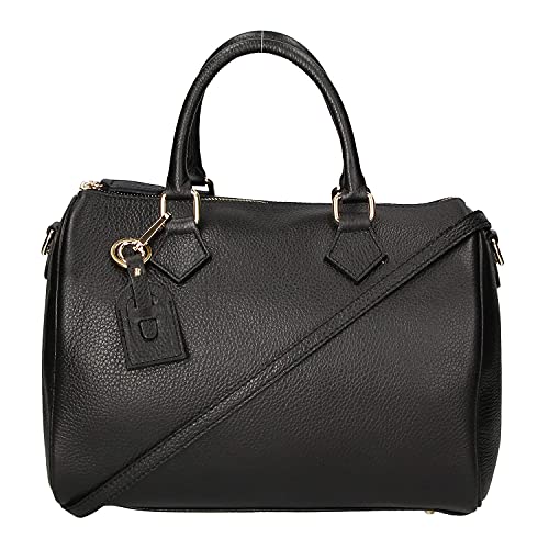 Chicca Borse Borsa donna bauletto a mano 30x23x18cm vera pelle dollaro artigianale - Nero