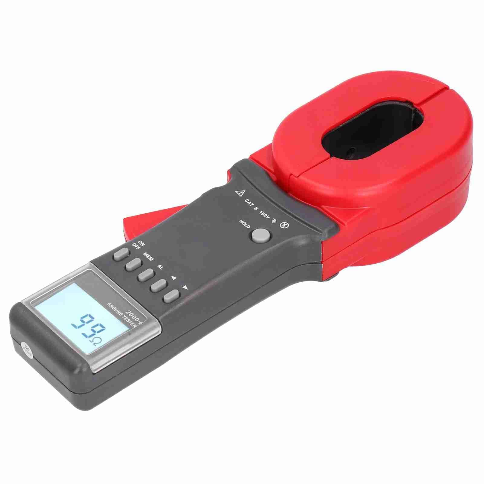 Dpofirs 0,01-1200 Ω Clamp Amperemeter, digitaler Erdungswiderstandstester mit LCD-Bildschirm, 1-199 Ω Schall- und Lichtalarm Digital Clamp Ground Meter