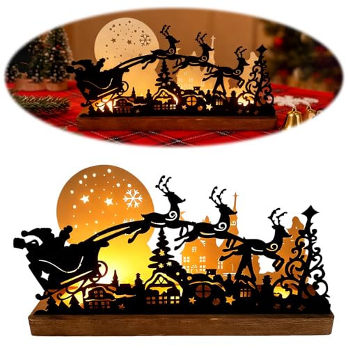 Advent Kerzenhalter aus Metall und Holz - Lasergravierte...