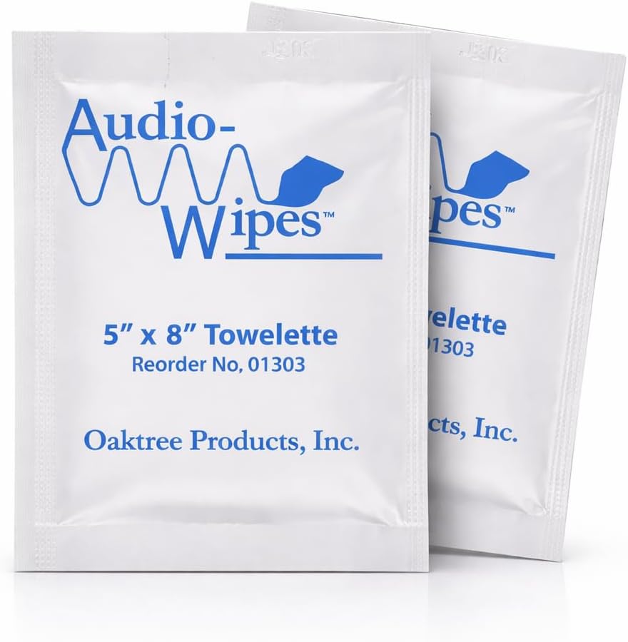 Audio Wipes | 100 Individually Wrapped Cleaning Wipes | Alcohol-Free, Fast-Drying, Safe for Xbox/PlayStation Controllers, Headphones, Earbuds, Monitors & More – Ideal for Gamers!