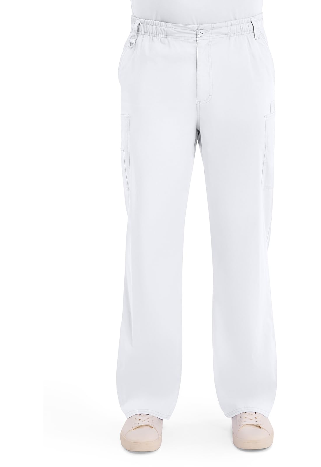 Dickies Men's Signature Elastic Waist Scrubs Pant, White, Medium