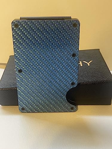 Minimalist Wallet for men- RFID blocking Carbon Fiber money clip wallet (Ocean Blue)2