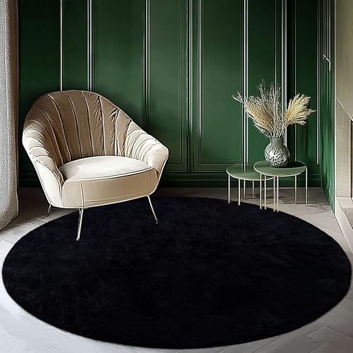 Tapete circular negro 4x4 pies ultra suave con espuma miniatura 7