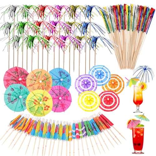 140 Stück Cocktail Deko Cocktail Schirmchen Cocktail Feuerwerk Sticks