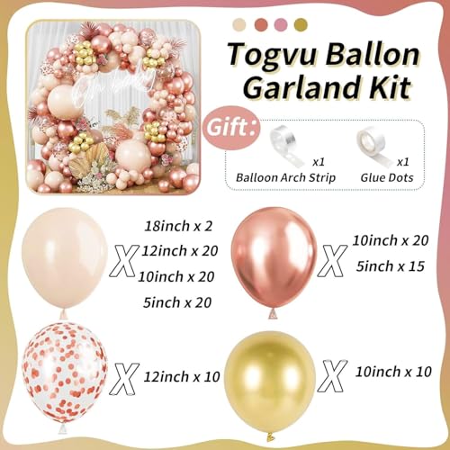 Image of Blush Rose Gold Balloon Garland Arch Kit, 119 Pieces Peach Pink Gold Pastel Orange Metallic Rose Gold Confetti Balloon Garland Kit for Girls Women Birthday Wedding Baby Bridal Shower Party Decorations