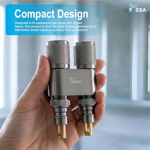 Image of Fossa 1-Year Warrant Galaxy 2 - Way Stainless Steel Laundry Washing Machine Faucet | Outdoor Water Spigot with Handle | Multi-Use Hose Connector Tap | Angle Valve Grey Matte Finish (with Nozzle)