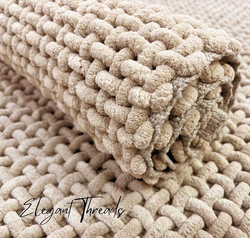 Image of SANMARINO Non Slip Chenille Bath Mat, Extra Soft Bathroom Mat, Super Absorbent Fluffy Bath Mats for Bathroom, Machine-Washable Quick Dry Bath Rug Foot Mat, 16 inchx24 inch, Beige
