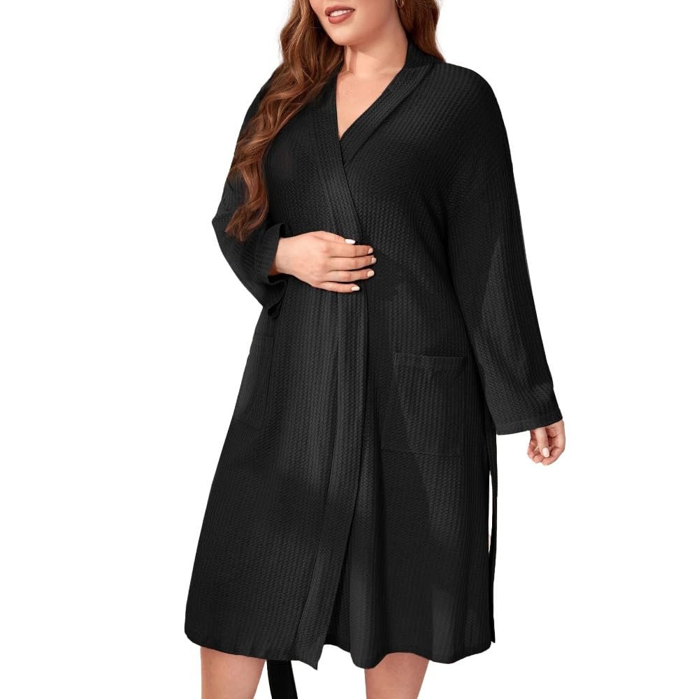 Hyfzxwx Women's C ’S Long Sleeve Robe With Pockets Plus Size Nightgown Loungewear Sleep Robe Trousers/C/5Xl