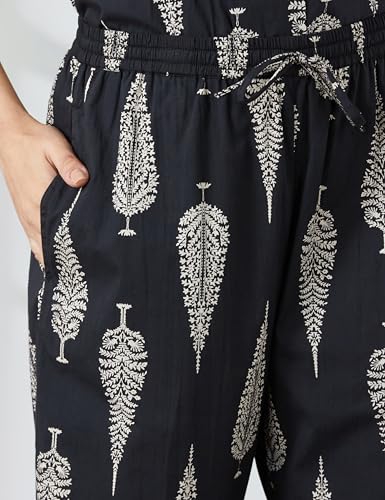Image of Amazon Brand - Myx Women Cotton Shirt and Relaxed Pajama Set | Night Suit Set (Available in Plus Sizes)