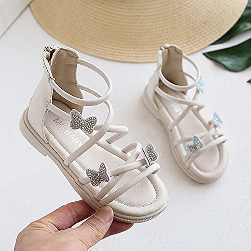 Toddler Sandals Girl Soft-Soled Beach Girls Princess Sandals Non-Slip Shoes Crystal Kids Girl's Shoes (Beige, 12 Little Kid)2